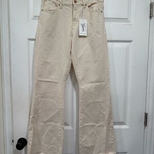 Dear John Cream Raw Hem Flares
